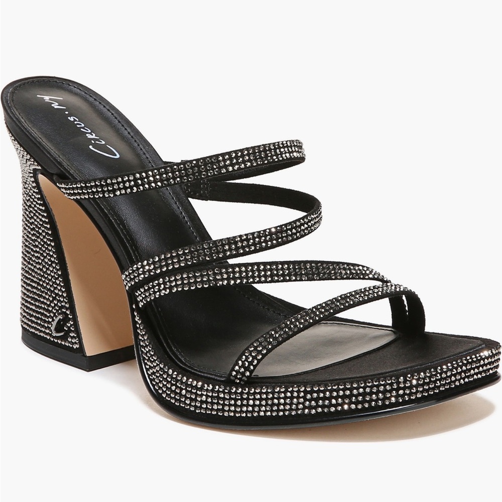 Circus NY by Sam Edelman Black Strappy Heels with Rhinestones
